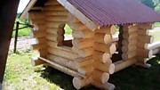 Детский домик с песочницей ручной рубки