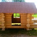 Детский домик с песочницей ручной рубки